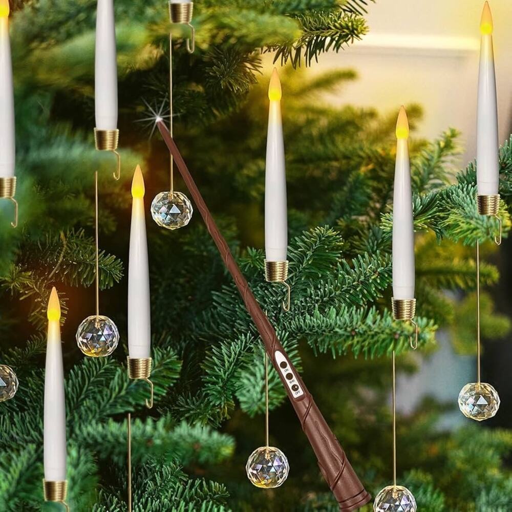 Leejec Christmas Tree Candles with Wand Remote, 10 pack